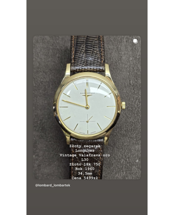Złoty zegarek Longines Vintage Valatrava oro L30