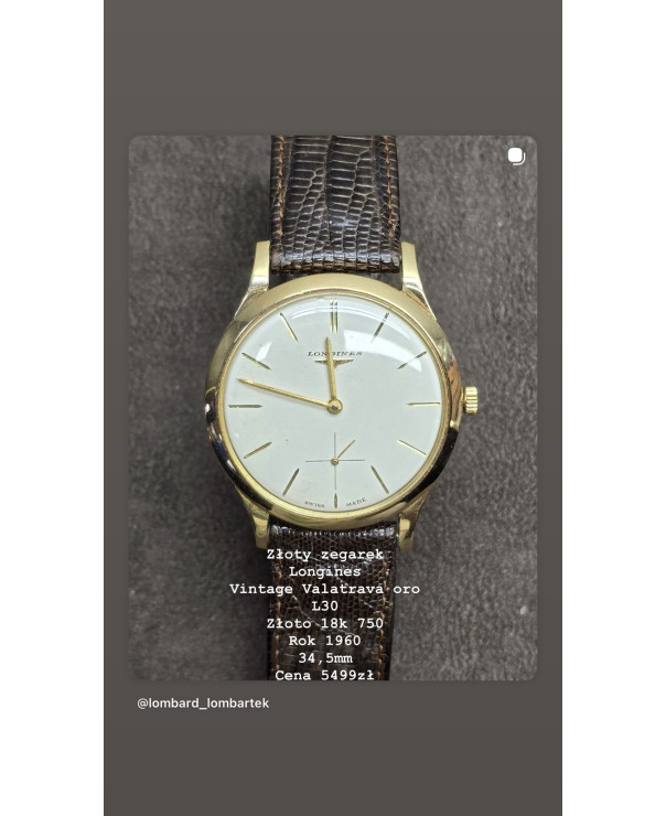 Złoty zegarek Longines Vintage Valatrava oro L30