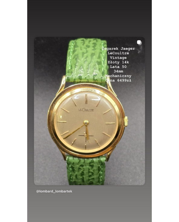 Złoty Zegarek Jaeger LeCoultre Vintage 14K Lata 50