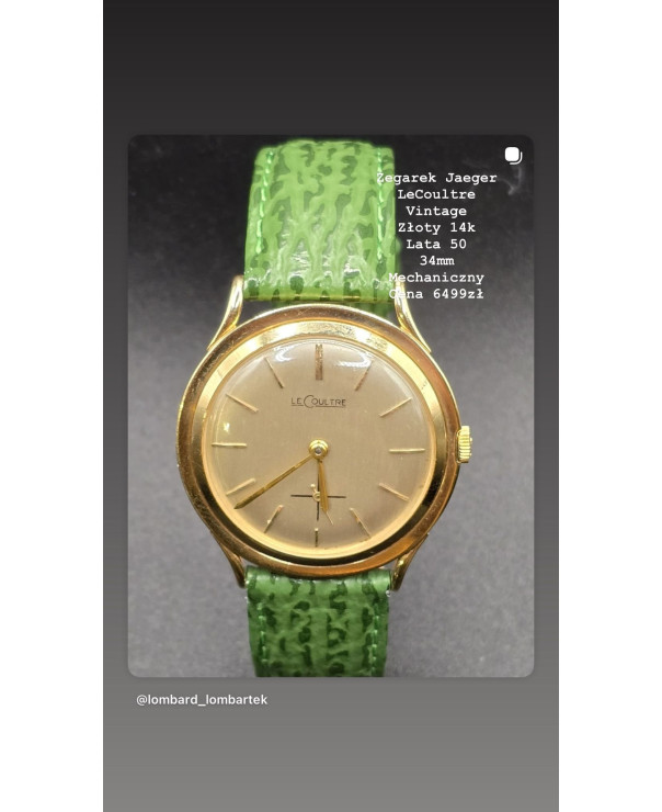 Złoty Zegarek Jaeger LeCoultre Vintage 14K Lata 50