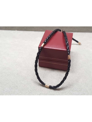 Bransoletka na rzemyku z wstawkami złota pr.585 36cm 3,95g