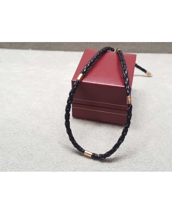 Bransoletka na rzemyku z wstawkami złota pr.585 36cm 3,95g