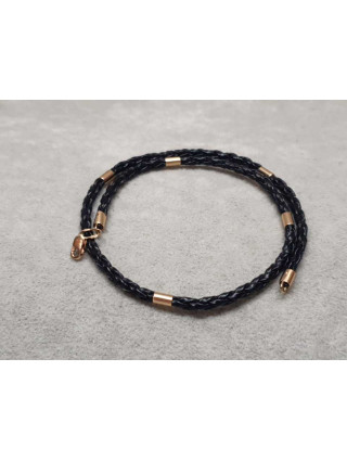 Bransoletka na rzemyku z wstawkami złota pr.585 36cm 3,95g