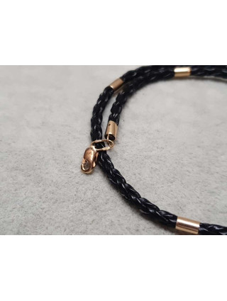 Bransoletka na rzemyku z wstawkami złota pr.585 36cm 3,95g