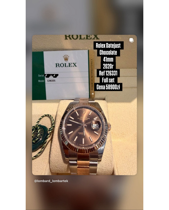 Rolex Datejust chocolate 41mm full set .Ref126331