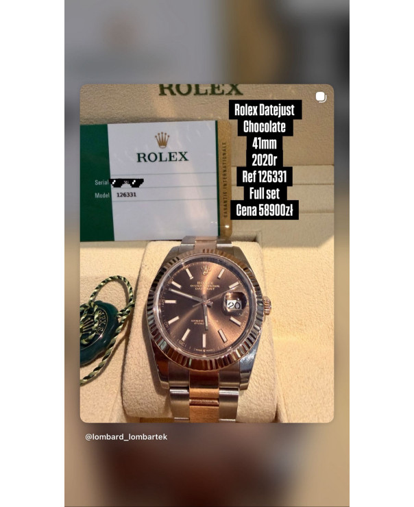 Rolex Datejust chocolate 41mm full set .Ref126331