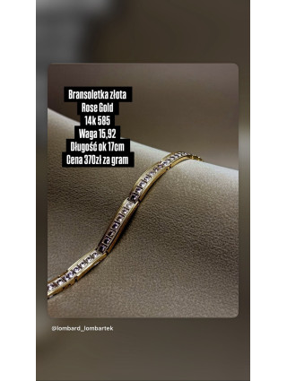 Złota bransoletka Rose Gold pr.585 14k waga 15,92g