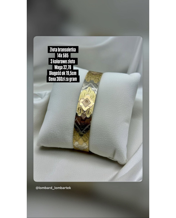 Złota bransoletka pr.585 14k waga 32,78