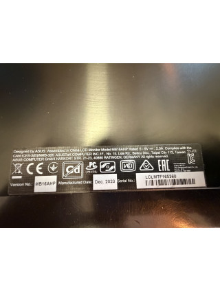 Monitor ASUS MB16AHP - 15.6" IPS Full HD 1x micro-HDMI 1x USB Type-C